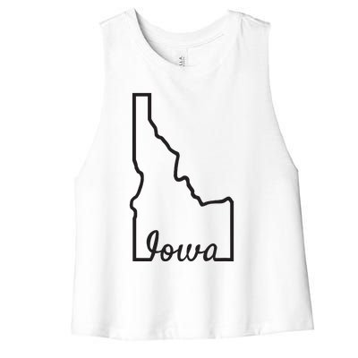 Idaho Iowa Funny Geography Mix Up Joke Idawa State Pride Women's Racerback Cropped Tank