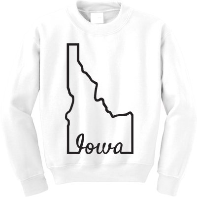 Idaho Iowa Funny Geography Mix Up Joke Idawa State Pride Kids Sweatshirt
