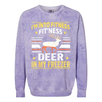 Im Into Fitness Deer Freezer Funny Dad Hunter Deer Hunting Colorblast Crewneck Sweatshirt