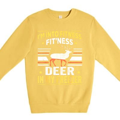 Im Into Fitness Deer Freezer Funny Dad Hunter Deer Hunting Premium Crewneck Sweatshirt