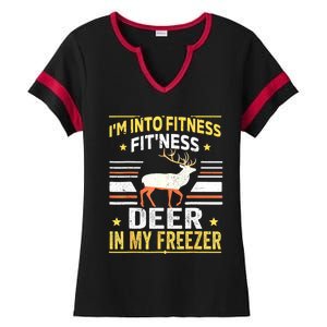 Im Into Fitness Deer Freezer Funny Dad Hunter Deer Hunting Ladies Halftime Notch Neck Tee