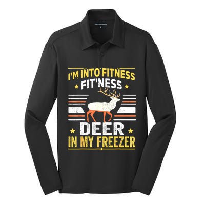 Im Into Fitness Deer Freezer Funny Dad Hunter Deer Hunting Silk Touch Performance Long Sleeve Polo