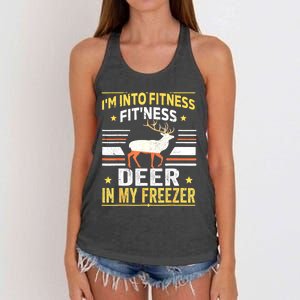 Im Into Fitness Deer Freezer Funny Dad Hunter Deer Hunting Women's Knotted Racerback Tank