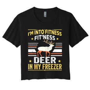 Im Into Fitness Deer Freezer Funny Dad Hunter Deer Hunting Women's Crop Top Tee