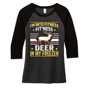 Im Into Fitness Deer Freezer Funny Dad Hunter Deer Hunting Women's Tri-Blend 3/4-Sleeve Raglan Shirt