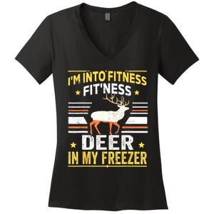 Im Into Fitness Deer Freezer Funny Dad Hunter Deer Hunting Women's V-Neck T-Shirt