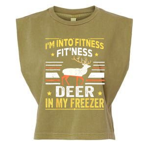 Im Into Fitness Deer Freezer Funny Dad Hunter Deer Hunting Garment-Dyed Women's Muscle Tee