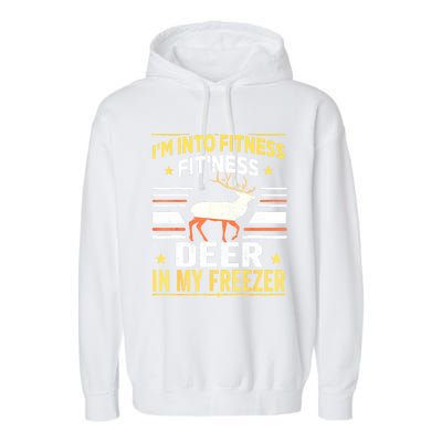 Im Into Fitness Deer Freezer Funny Dad Hunter Deer Hunting Garment-Dyed Fleece Hoodie