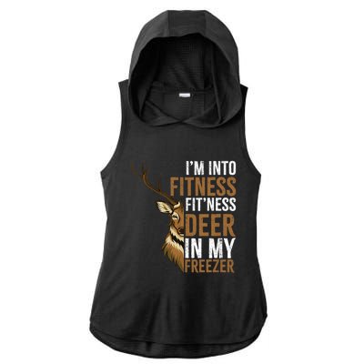 IM Into Fitness FitNess Deer In My Freezer Hunting Deer Ladies PosiCharge Tri-Blend Wicking Draft Hoodie Tank