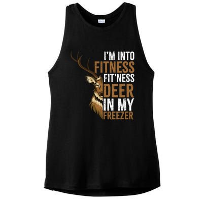 IM Into Fitness FitNess Deer In My Freezer Hunting Deer Ladies PosiCharge Tri-Blend Wicking Tank