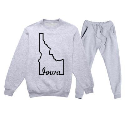 Idaho Iowa Funny Geography Mix Up Joke Idawa State Pride Premium Crewneck Sweatsuit Set