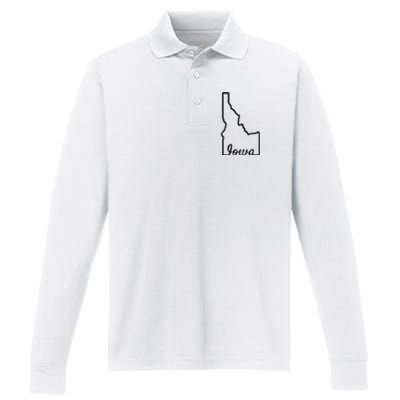 Idaho Iowa Funny Geography Mix Up Joke Idawa State Pride Performance Long Sleeve Polo