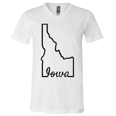 Idaho Iowa Funny Geography Mix Up Joke Idawa State Pride V-Neck T-Shirt