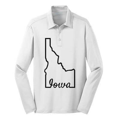 Idaho Iowa Funny Geography Mix Up Joke Idawa State Pride Silk Touch Performance Long Sleeve Polo