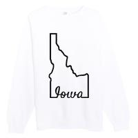 Idaho Iowa Funny Geography Mix Up Joke Idawa State Pride Premium Crewneck Sweatshirt