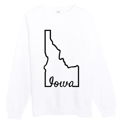 Idaho Iowa Funny Geography Mix Up Joke Idawa State Pride Premium Crewneck Sweatshirt