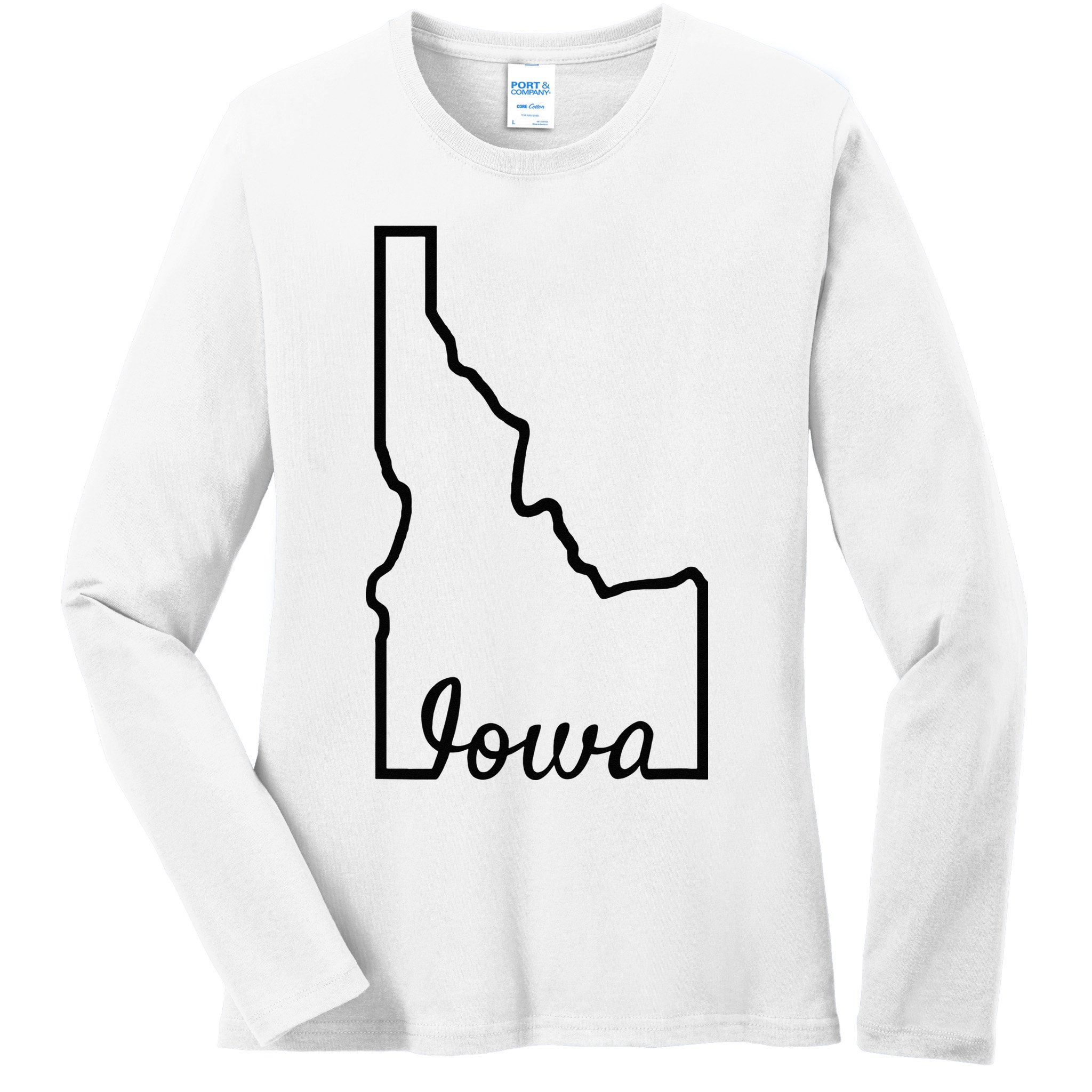 Idaho Iowa Funny Geography Mix Up Joke Idawa State Pride Ladies Long Sleeve Shirt