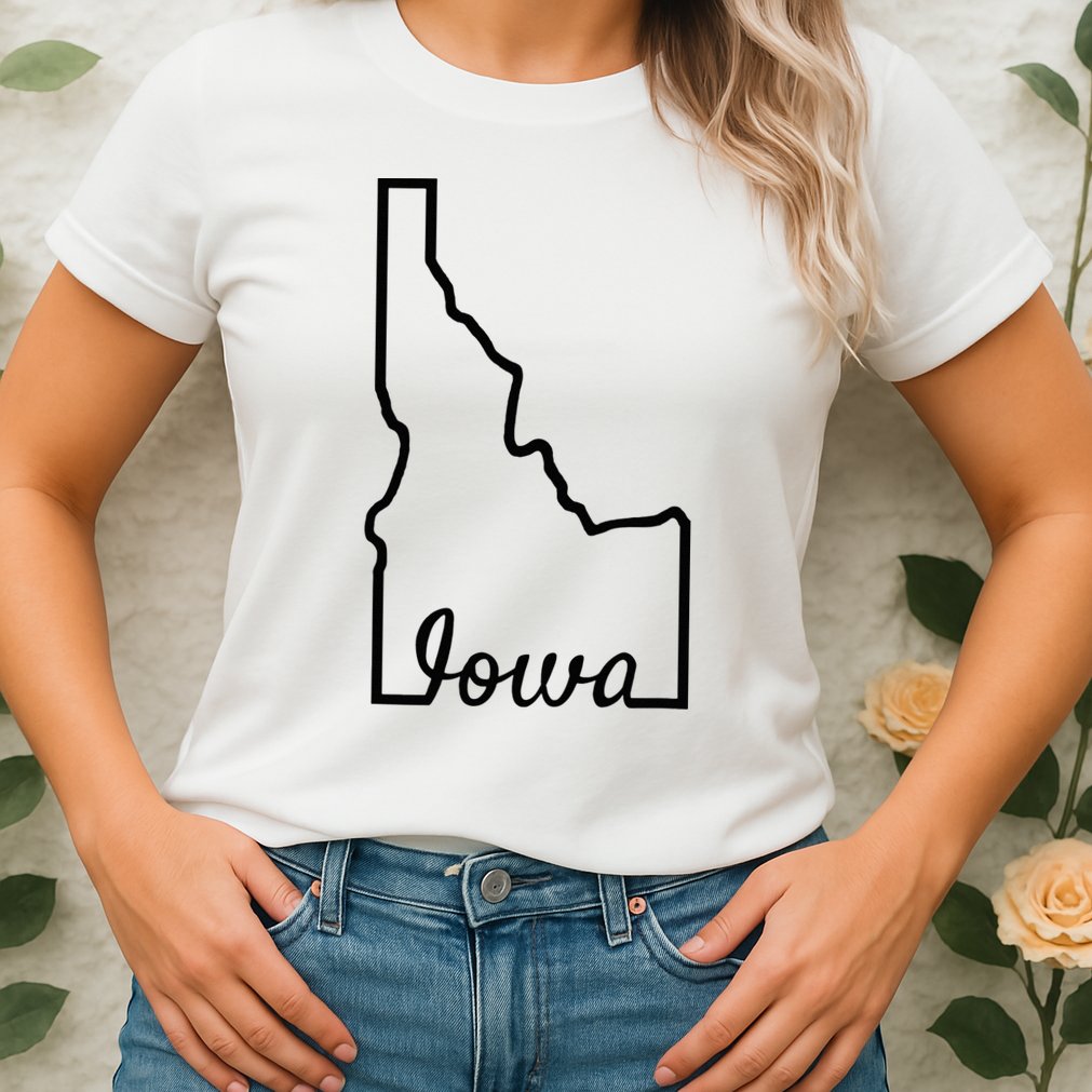 Idaho Iowa Funny Geography Mix Up Joke Idawa State Pride Womens T-Shirt
