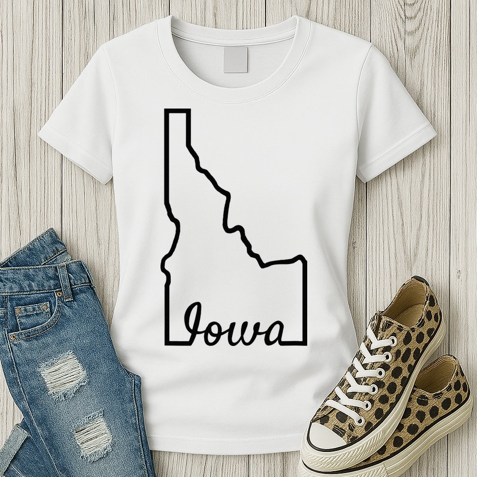 Idaho Iowa Funny Geography Mix Up Joke Idawa State Pride Womens T-Shirt