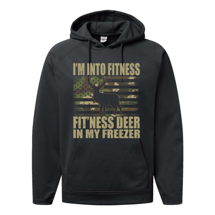 IM Into Fitness FitNess Deer In My Freezer Hunting Deer Performance Fleece Hoodie