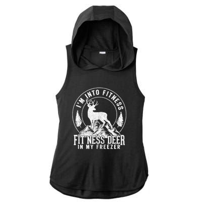 IM Into Fitness FitNess Deer In My Freezer Hunting Deer Ladies PosiCharge Tri-Blend Wicking Draft Hoodie Tank