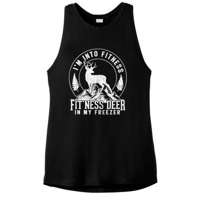 IM Into Fitness FitNess Deer In My Freezer Hunting Deer Ladies PosiCharge Tri-Blend Wicking Tank