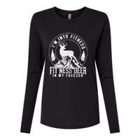 IM Into Fitness FitNess Deer In My Freezer Hunting Deer Womens Cotton Relaxed Long Sleeve T-Shirt