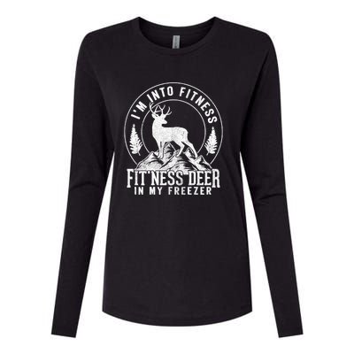 IM Into Fitness FitNess Deer In My Freezer Hunting Deer Womens Cotton Relaxed Long Sleeve T-Shirt