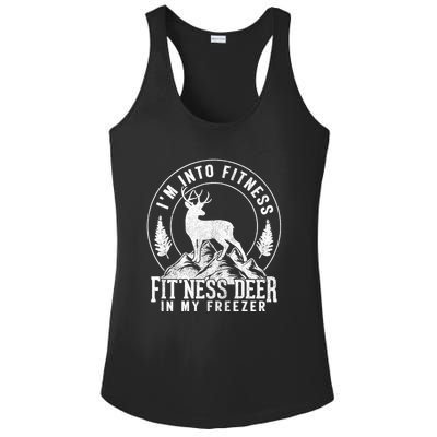 IM Into Fitness FitNess Deer In My Freezer Hunting Deer Ladies PosiCharge Competitor Racerback Tank