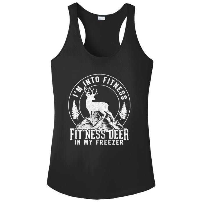 IM Into Fitness FitNess Deer In My Freezer Hunting Deer Ladies PosiCharge Competitor Racerback Tank