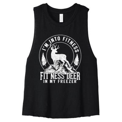 IM Into Fitness FitNess Deer In My Freezer Hunting Deer Women's Racerback Cropped Tank