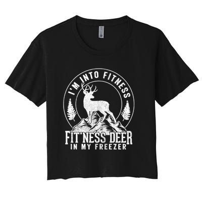 IM Into Fitness FitNess Deer In My Freezer Hunting Deer Women's Crop Top Tee