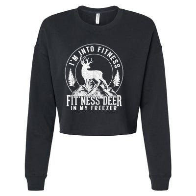 IM Into Fitness FitNess Deer In My Freezer Hunting Deer Cropped Pullover Crew