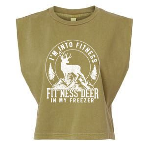 IM Into Fitness FitNess Deer In My Freezer Hunting Deer Garment-Dyed Women's Muscle Tee