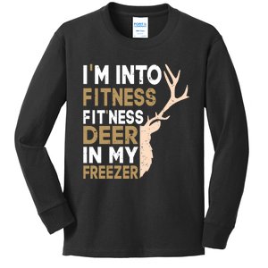 IM Into Fitness FitNess Deer In My Freezer Funny Hunter Kids Long Sleeve Shirt