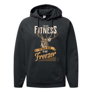 IM Into Fitness Deer Freezer Funny Dad Hunter Deer Hunting Performance Fleece Hoodie