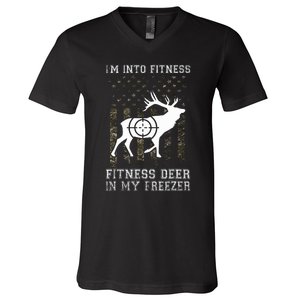 IM Into Fitness FitNess Deer In My Freezer Funny Hunter V-Neck T-Shirt