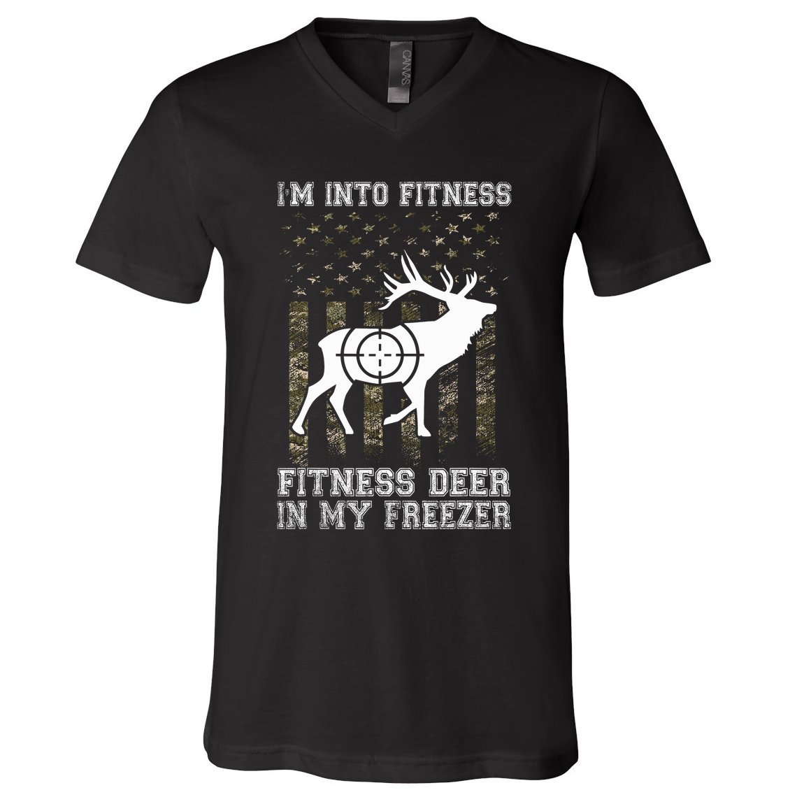 IM Into Fitness FitNess Deer In My Freezer Funny Hunter V-Neck T-Shirt