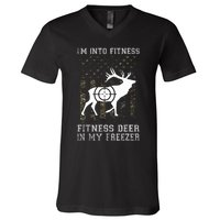 IM Into Fitness FitNess Deer In My Freezer Funny Hunter V-Neck T-Shirt