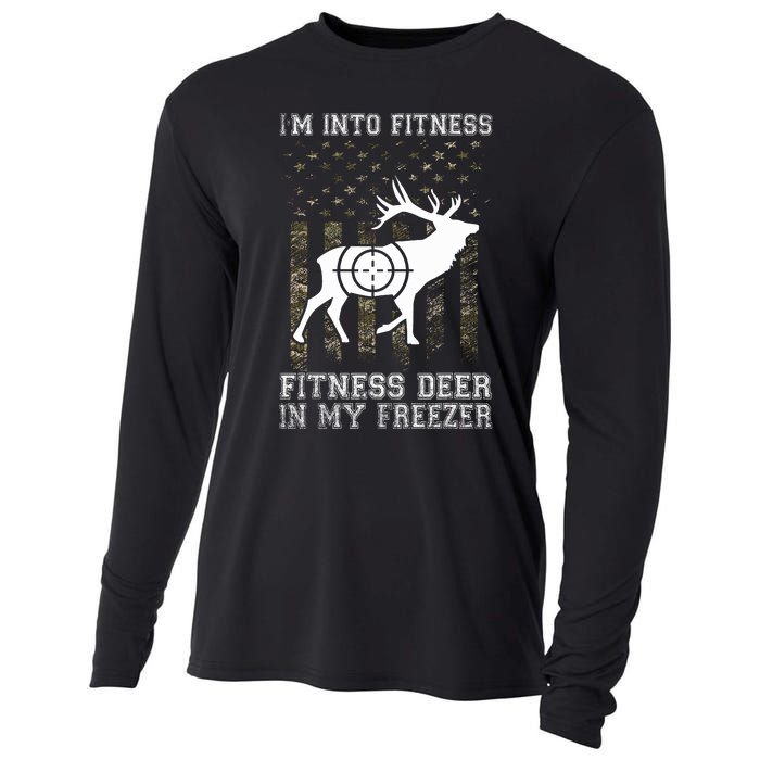 IM Into Fitness FitNess Deer In My Freezer Funny Hunter Cooling Performance Long Sleeve Crew