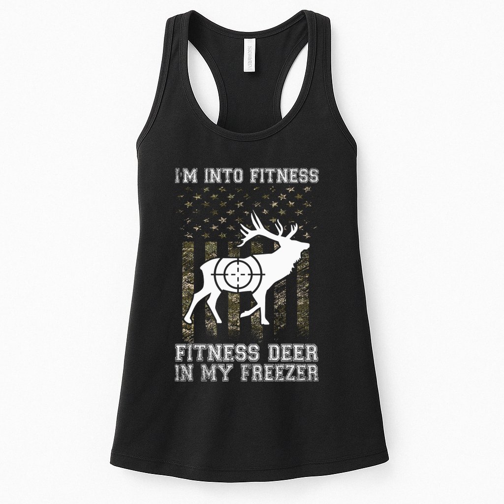 IM Into Fitness FitNess Deer In My Freezer Funny Hunter Womens Tank Top