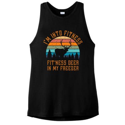 I'm Into Fitness Fit'Ness Deer In My Freezer Deer Hunting Ladies PosiCharge Tri-Blend Wicking Tank