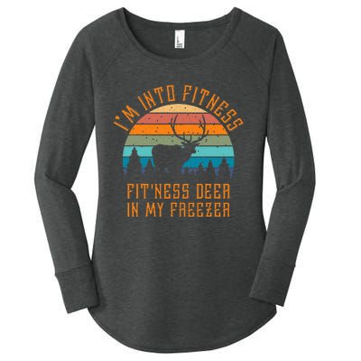 I'm Into Fitness Fit'Ness Deer In My Freezer Deer Hunting Women's Perfect Tri Tunic Long Sleeve Shirt