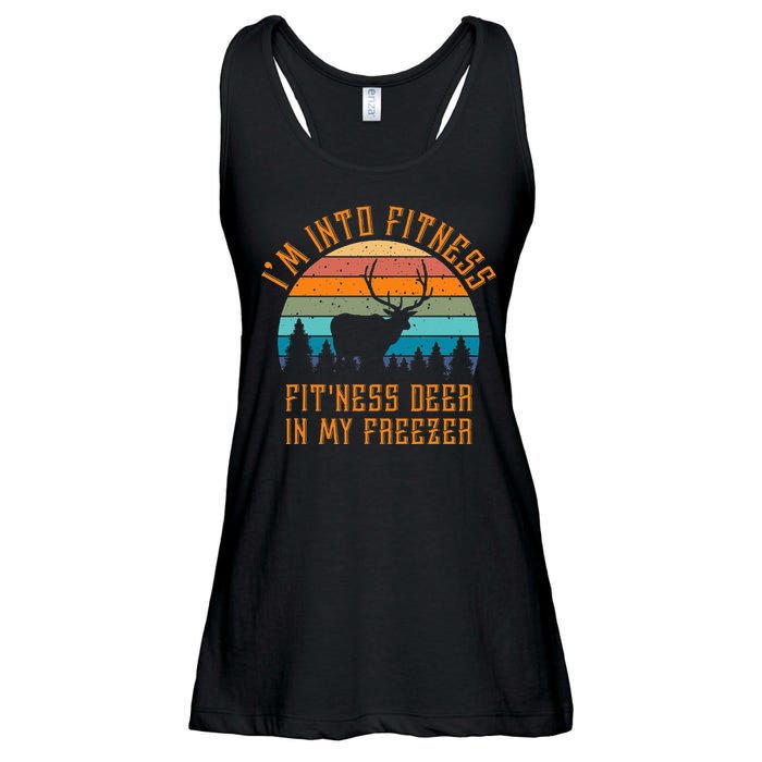 I'm Into Fitness Fit'Ness Deer In My Freezer Deer Hunting Ladies Essential Flowy Tank