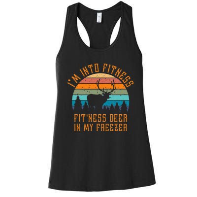 I'm Into Fitness Fit'Ness Deer In My Freezer Deer Hunting Women's Racerback Tank