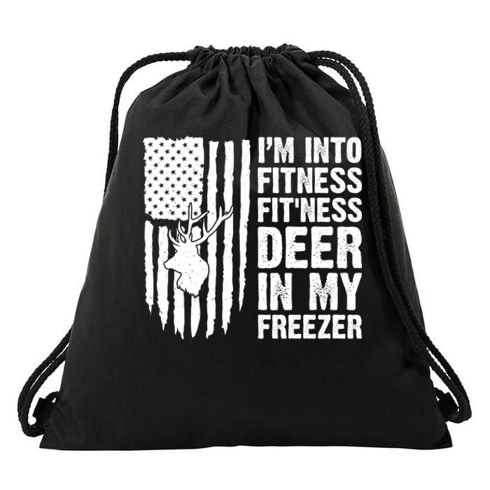 IM Into Fitness FitNess Deer In My Freezer Deer Drawstring Bag