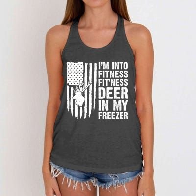 IM Into Fitness FitNess Deer In My Freezer Deer Women's Knotted Racerback Tank