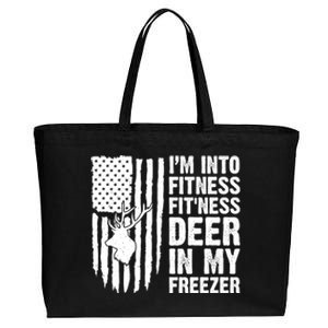 IM Into Fitness FitNess Deer In My Freezer Deer Cotton Canvas Jumbo Tote