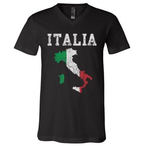 Italia Italy Flag Map Italian Italiano Family TShirt V-Neck T-Shirt