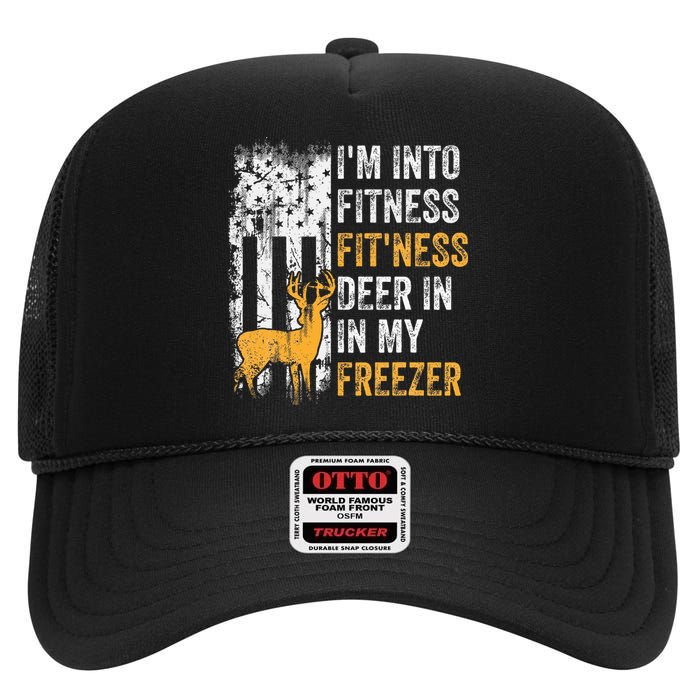 I'm Into Fitness Deer Freezer Funny Hunting Deer Hunter High Crown Mesh Back Trucker Hat